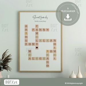 Personalized Scrabble Family Poster to download, Christmas gift, Wall art, digital file dfa sa ts on ofd