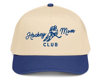 Embroidered Hockey Mom Hat, Hockey Mom Club, Gift for Hockey Mama Hat, Hockey Hat for Mom, Two Tone Hat Hockey