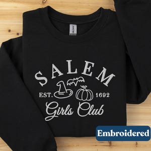 Salem Sweatshirt Embroidered Girls Trip 1692, Salem Witch Sweatshirt, Witch Crewneck Sweater, Funny Halloween Sweatshirt, Halloween Crewneck