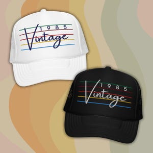 Vintage 1985 Hat, 40th Birthday Trucker Hats, Embroidered 40th Birthday Hats, 40th Birthday Gift, 40 Year Old Hat, 40th Bday Hats, Retro