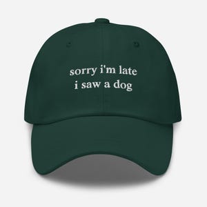 Sorry I'm Late I Saw A Dog Hat, Dog Lover Hat, Embroidered Dad Hat, Cute Dog Hat, Dog Lover Gift Hat, Dog Owner Hat, Funny Dog Hats