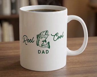 Taza "Reel Cool Dad", regalo del Día del Padre, regalo para papá primerizo, regalo de pesca para papá, taza de café para papá, regalo de Navidad para papá, regalo de cumpleaños para papá, regalo de pesca para papá
