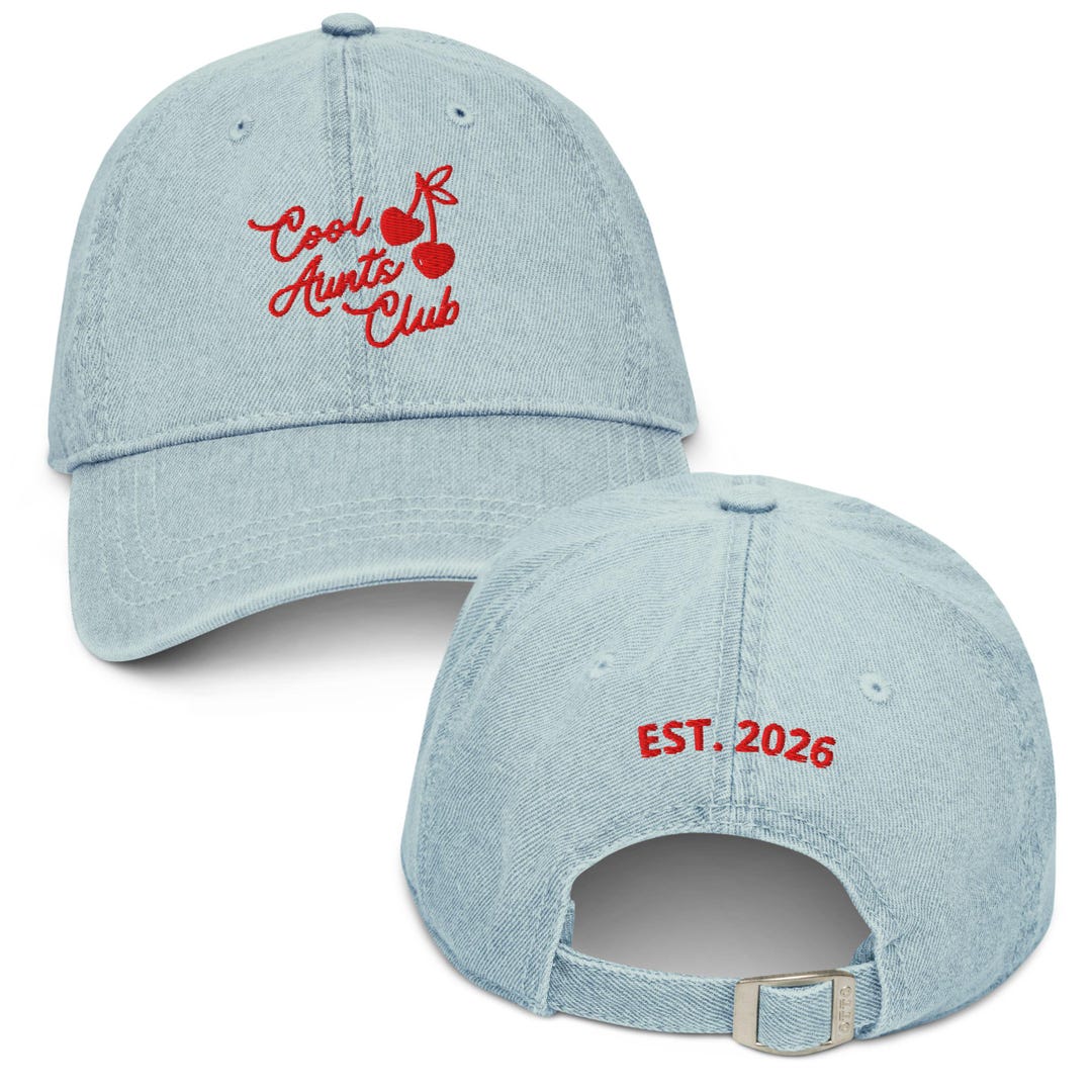 Embroidered Cool Aunts Club Est 2026 Denim Hat, Pregnancy Announcement ...