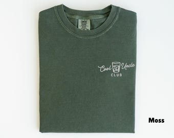 Camiseta bordada Comfort Colors Cool Uncle Club, Camiseta de tío a la antigua, Regalo para anunciar el embarazo al nuevo tío, Regalo de cumpleaños para el tío