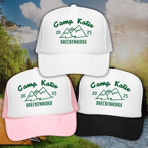 Camp Bachelorette Hat, Personalized Embroidered Bachelorette Hats, Camp Bachelorette Trucker Hats, Custom Camping Bachelorette Party