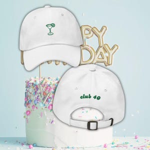 Club Forty Hat, Custom Embroidered Hat, 40th Birthday Hats, Personalized Bday Hats, Beach Bash Hats, 40 Year Old Vacation Hats, Club 40