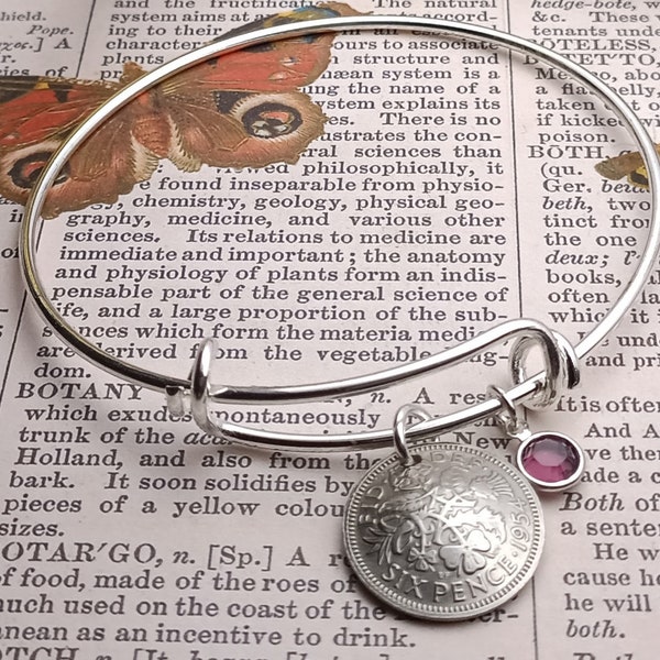 1954 sixpence charm bracelet, 70th birthday gift for women