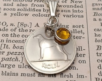 Irish Sixpence Necklace, Choose your Year, Irish Greyhound Pendant, 1960s Birthday Gift