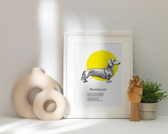 Original Dachshund Print, Dachshund Poetry Print, Dachshund Art Print, Dachshund Illustration