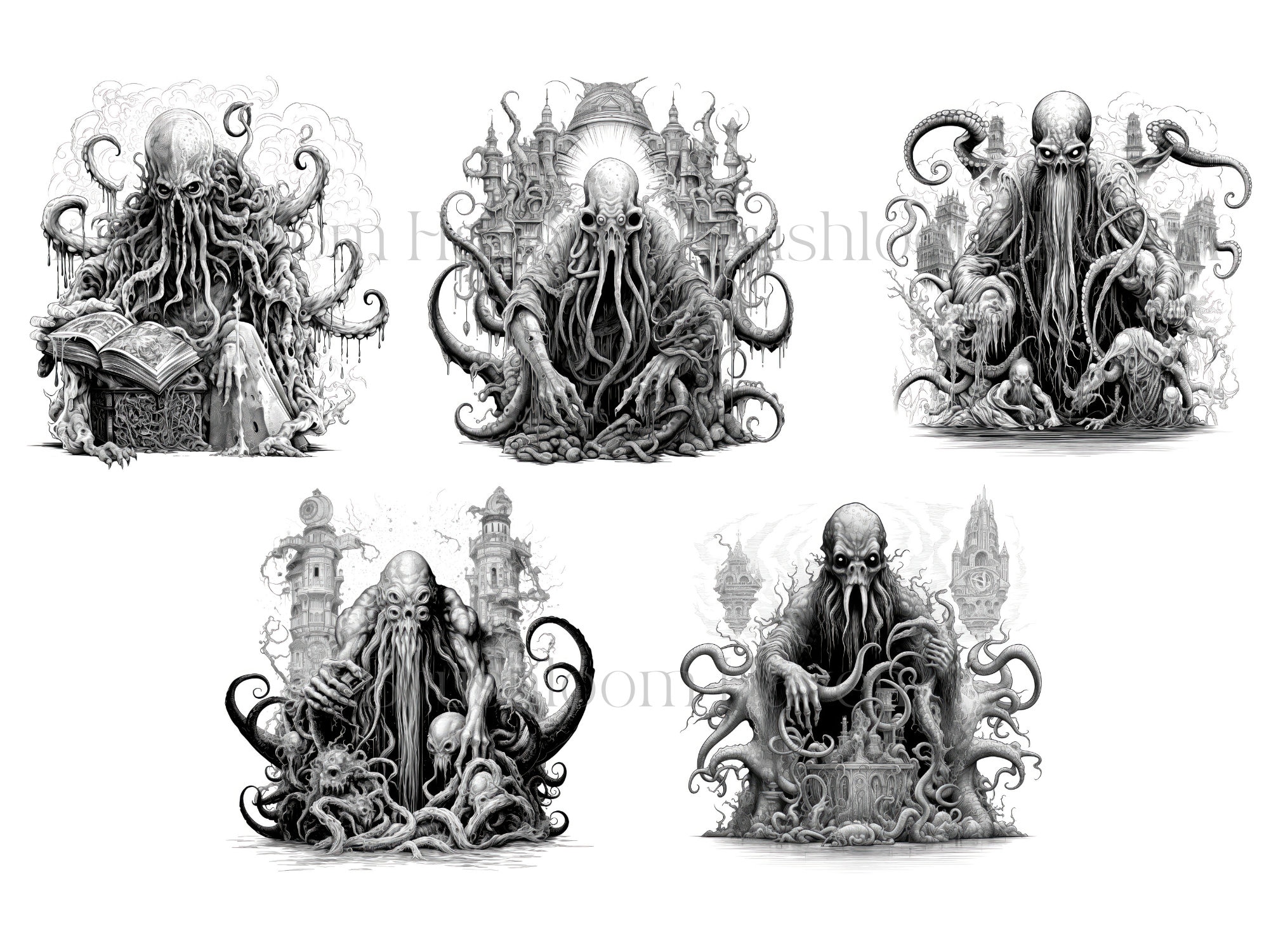 Lovecraftian Nightmares Digital Brushes Set for Procreate and