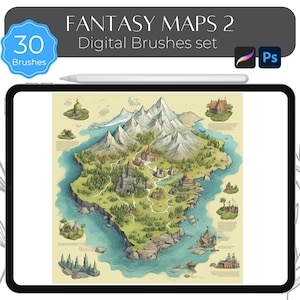 Fantasy Maps 2 - Conjunto de pincéis digitais para Procreate e Photoshop