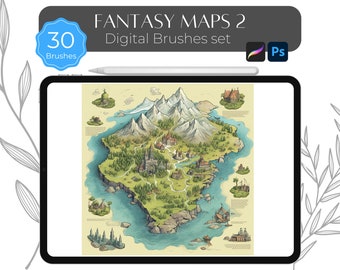 Fantasy Maps 2 - Set di pennelli digitali per Procreate e Photoshop