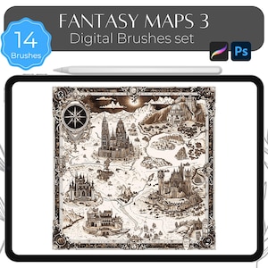 Fantasy Maps 3 - Set di pennelli digitali per Procreate e Photoshop