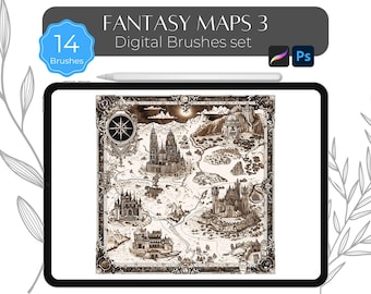 Fantasy Maps 3 - Set di pennelli digitali per Procreate e Photoshop