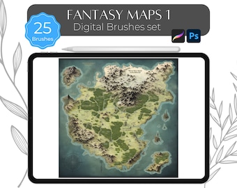 Fantasy Maps 1 - Set di pennelli digitali per Procreate e Photoshop