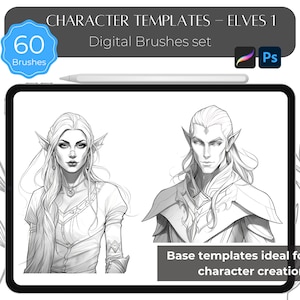 Elves character templates 1 - Digital brushes set for Procreate and Photoshop