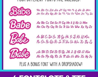 4 Retro Babe Font OTF and TTF - Babe Font Svg, dolly font Png, Svg Bundle , Canva & Cricut Software Compatible plus Bonus Font Included