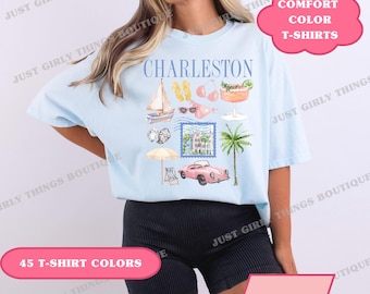Comfort Color Charleston Shirt, Preppy Summer Shirt, South Carolina Shirt, Girls Trip Shirt, Bachelorette Shirt, Beach Shirt, Lake Shirt
