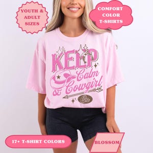 Keep Calm and Cowgirl On Comfort Color Shirt, Howdy Darlin Shirt, Trendy Western Shirt, Retro Western Cowgirl Shirt, Country Concert Shirt