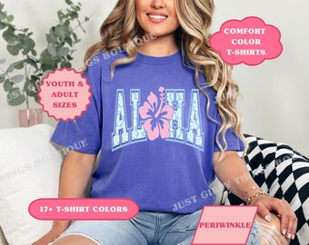 Comfort Color Aloha Shirt, Tropical Flower Beach Shirt, Preppy Coquette Lake Shirt, Retro Coastal Summer Hibiscus Nautical Tee, Hawaii Shirt