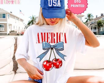 Preppy America Comfort Color Tshirt, Preppy Fourth of July Shirt
