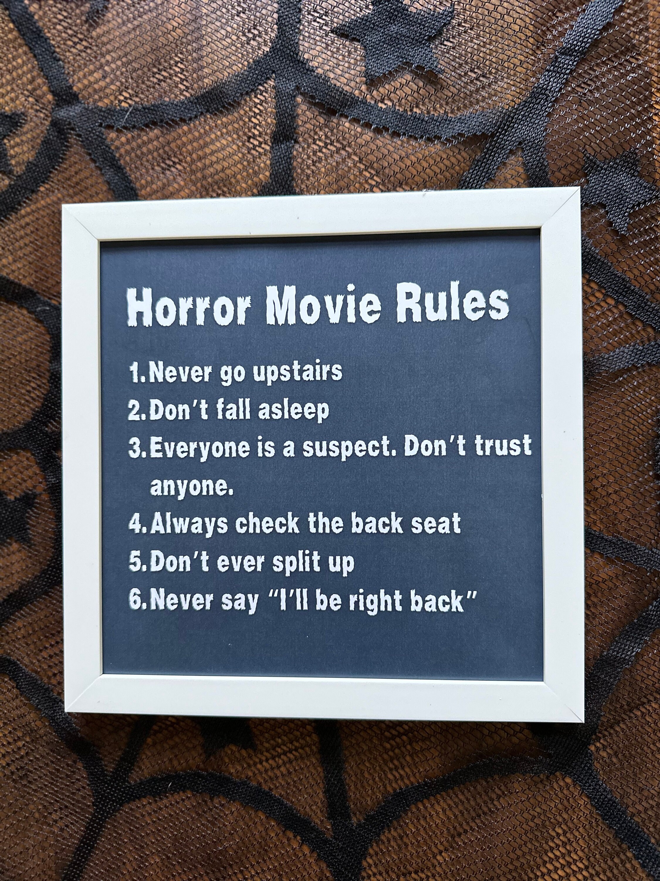 Scary Movie Rules Printable Halloween Decor Horror Movie Etsy