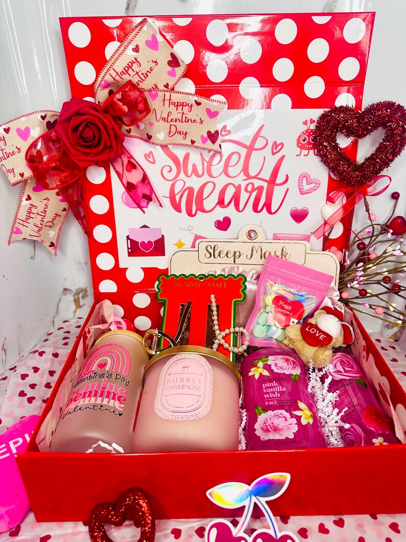 Valentine's Day Gift Box for Her – Champagne Candle, Spa Set & Sleep ...
