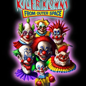 Comedy Horror - Killer Clowns from Outer Space - T-shirt and Tumbler Art - 3 PNG Digital Downloads - Please Read Description. 2 versions.