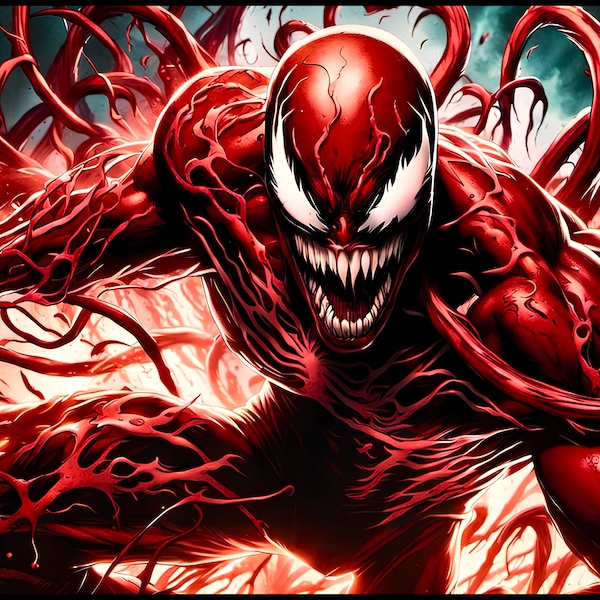 Marvel Universe - Carnage, Venom, Deadpool Digital Wall Art. All downloads are 600DPI. 4 - PNGs, All 8 Images in PDF Format.