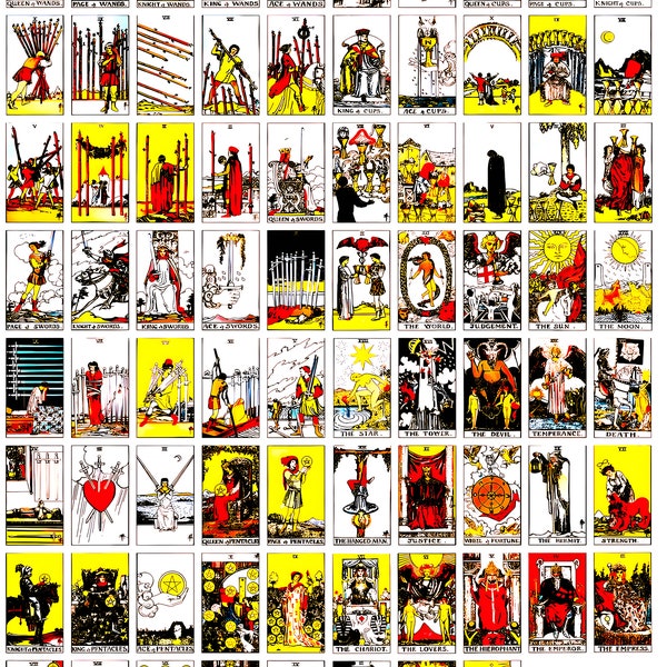 Standard 78 Card Tarot Deck - "Brighter Version" of the same deck for sale. Perfect Clarity for larger prints. 1 PDF Digital Download. 1 PNG