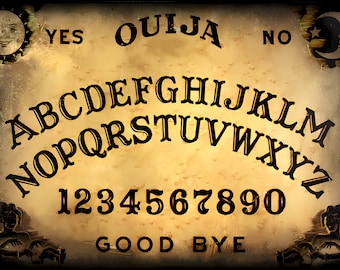 Spirit Board/Ouija Board One Piece Printout.  2 PDF Digital Downloads. AI Enhanced for max quality. 2 Planchettes Included.