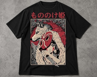 Princess Mononoke Shirt, Vintage Anime Graphic Tee, Inspired Forest Spirit Wolf Princess T Shirt