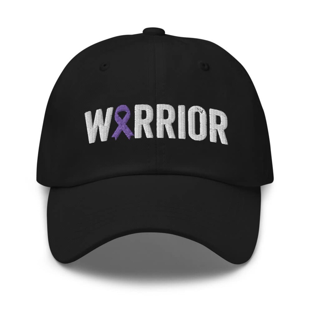 Pancreatic Cancer Warrior Hat With Purple Cancer Ribbon Color