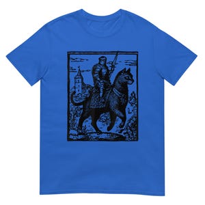 Knight Cat Rider Vintage T Shirt, Retro Graphic Tee for Casual Wear, Perfect Gift for Cat Lovers