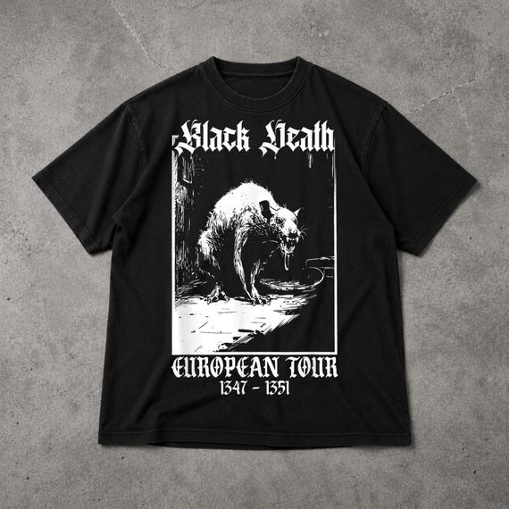 Black Death Shirt, Medieval Plague Graphic Tee, Dark History Gothic T Shirt, Vintage Skeleton Humor Tee