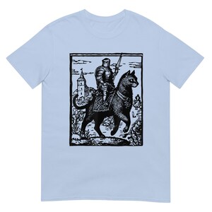 Knight Cat Rider Vintage T Shirt, Retro Graphic Tee for Casual Wear, Perfect Gift for Cat Lovers