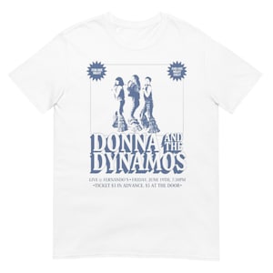 donna and the dynamos t shirt dress Young Donna and Dynamos silver super trooper dress as in Mamma Mia 2 Here We Go Again