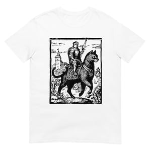 Knight Cat Rider Vintage T Shirt, Retro Graphic Tee for Casual Wear, Perfect Gift for Cat Lovers