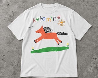 Camiseta Ketamine Horse, Camiseta gráfica divertida con meme de caballo caótico, Camiseta unisex con humor retro de internet