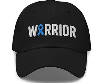 Prostate Cancer Warrior Hat with Light Blue Cancer Ribbon Color | Prostate Cancer Awareness Baseball Cap