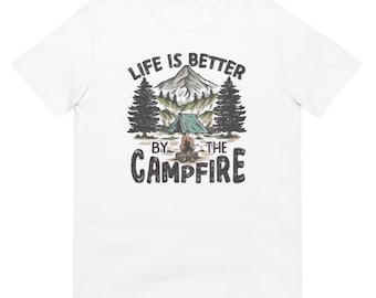 Das Leben ist besser am Lagerfeuer Shirt, gemütliches Outdoor-Grafik-T-Shirt für Camping-Liebhaber, perfektes Abenteuergeschenk