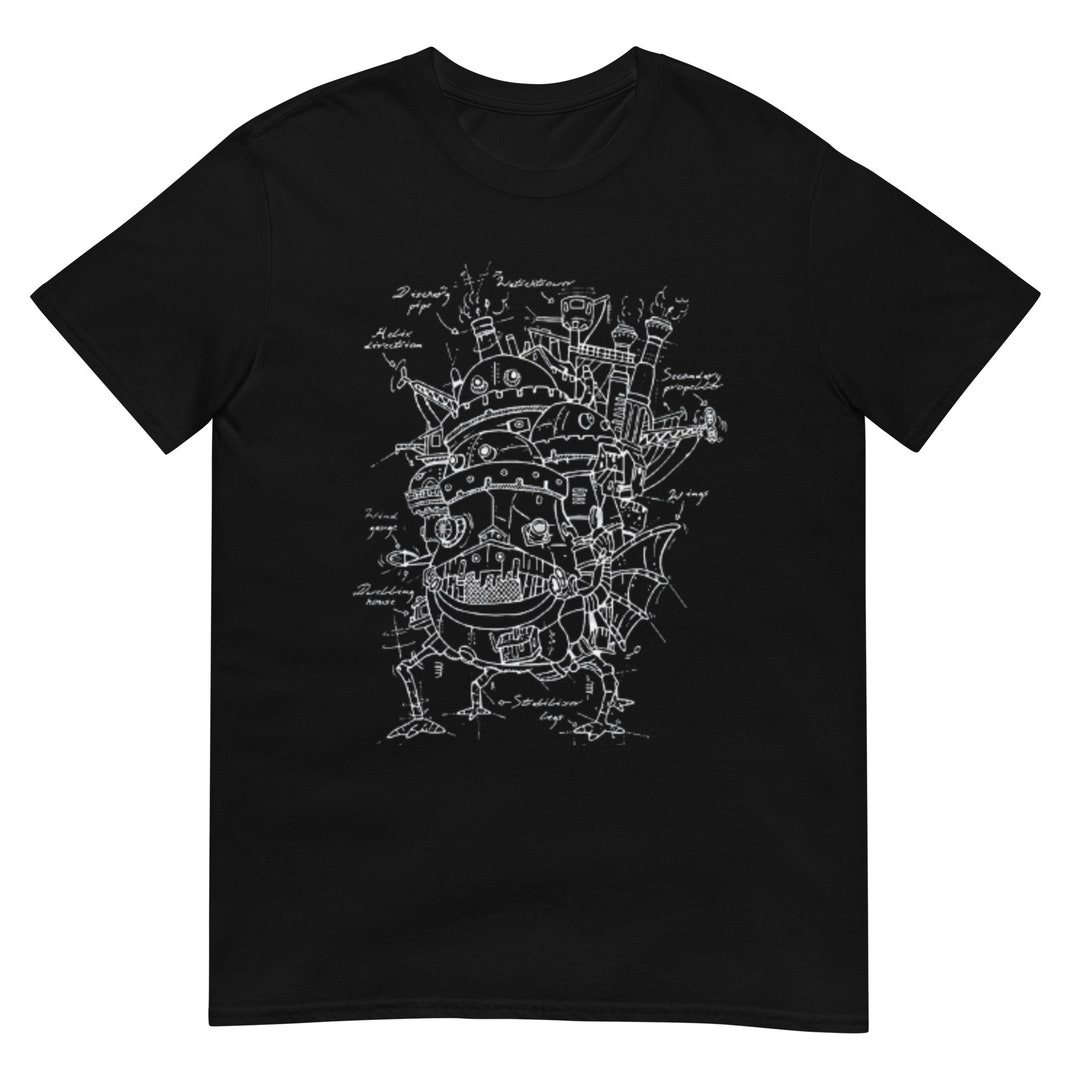 Howl’s moving Castle tee Howl's Moving Castle Black & White T Shirt for Kid - Ghibli