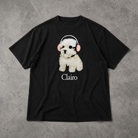Clairo Dog Shirt, Dog With Headphones Graphic Tee, Indie Music Fan Gift, Retro Aesthetic T Shirt