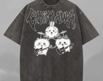 Metal Chiikawa Tee, Comfort Colors Heavy metal chiikawa usagi hachiware