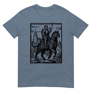 Knight Cat Rider Vintage T Shirt, Retro Graphic Tee for Casual Wear, Perfect Gift for Cat Lovers