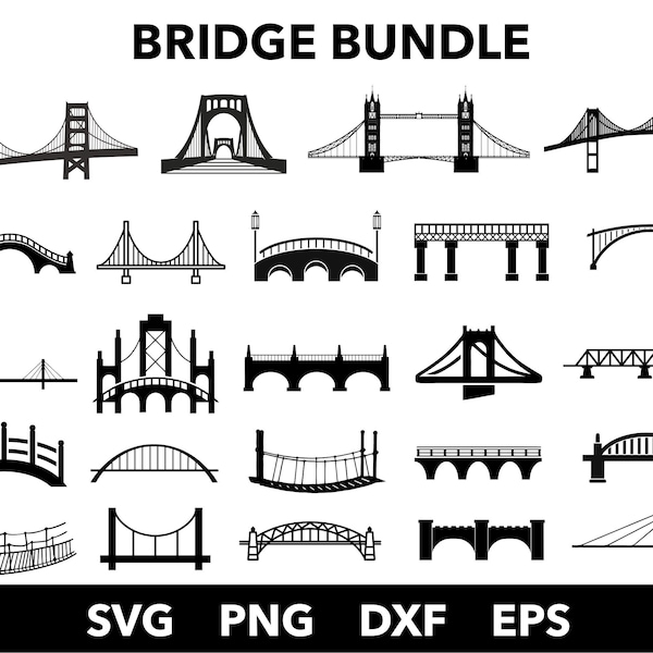 Bridge Svg Bundle, Bridge Png, Wooden Bridges Clipart SVG, Path Dxf, Pathway Eps, Golden Gate Cricut, Bridge Cut File, Path Silhouette