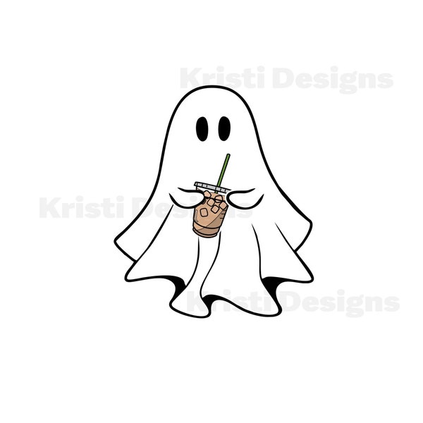 Cute Ghost Coffee Png, Ghost Ice Coffee png, Ghost Drinking Coffee, Halloween Ghost Png, Stay Spooky Png, Ghost Spooky, Funny Ghost Png