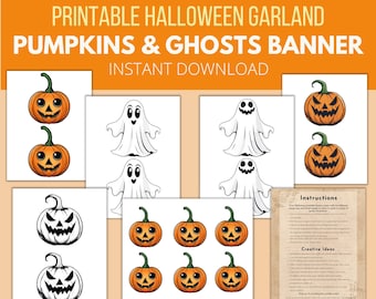 Halloween Pumpkin Ghost Banner | Printable Party Garland (Digital Download)