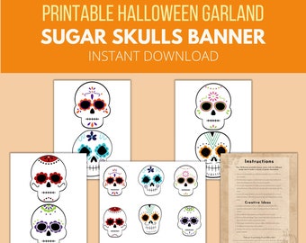 Sugar Skull Halloween Banner | Printable Garland (Digital Download)
