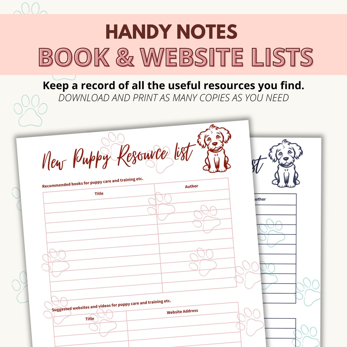 New Puppy Checklist | Shopping List, Resource List (PDF) - Etsy